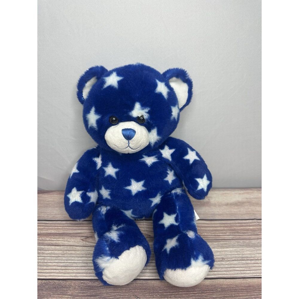 Build A Bear BAB Workshop Patriotic Blue‎  White Stars 16" Bear Plush 2012